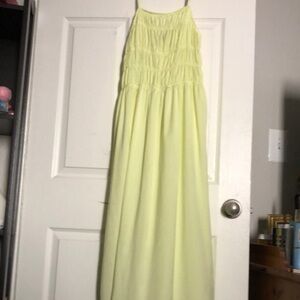 Green Pleated Sleeveless Halter Maxi Dress